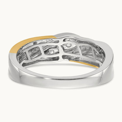 Diamond Men's Ring, 14K White with Yellow Gold