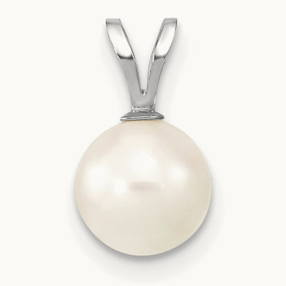 7- Round White Saltwater Akoya Pendant, 8mm, 14K White Gold