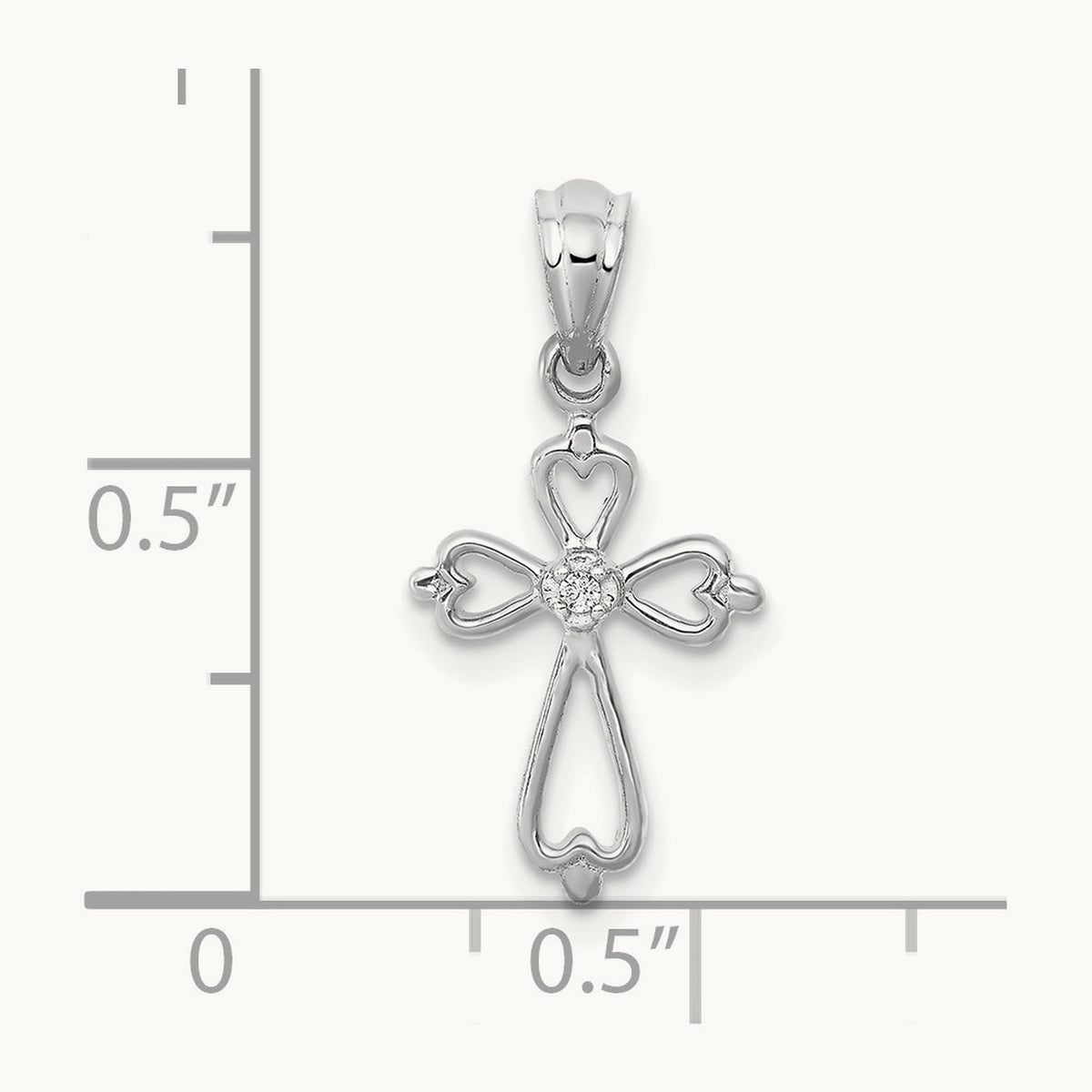 Diamond Accented Cross Pendant — 14K White Gold, 21.5mm