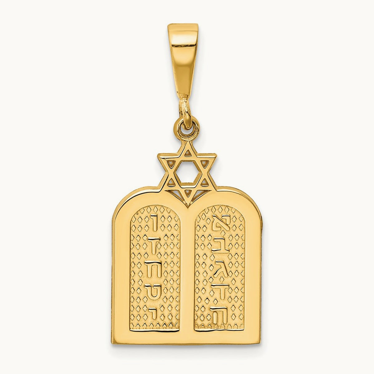 Polished 10 Commandment Tablets w/Star Of David Charm, 14K