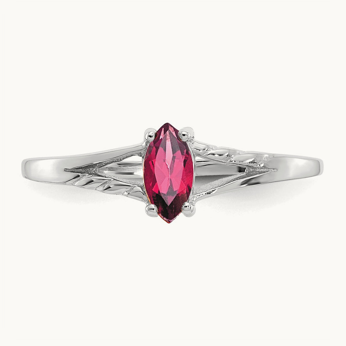 Pink Tourmaline Birthstone Ring, 14K White Gold