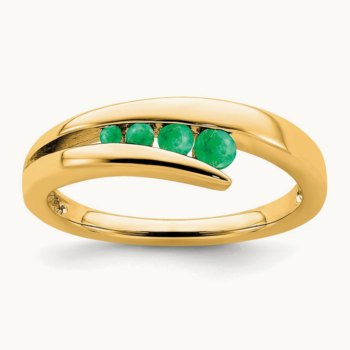 Emerald 4-stone Ring — 14K Yellow Gold, 7