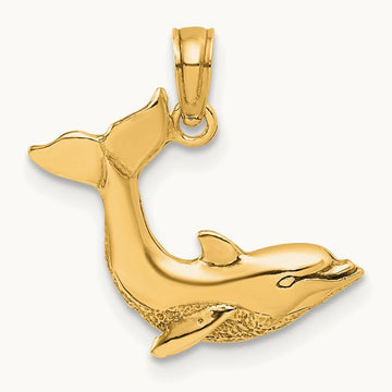 Jumping Dolphin Charm — 14K Yellow Gold