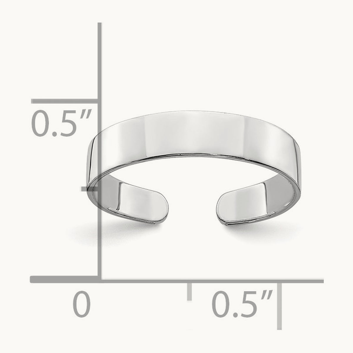 Adjustable Polished Band Toe Ring — 14K Yellow Gold