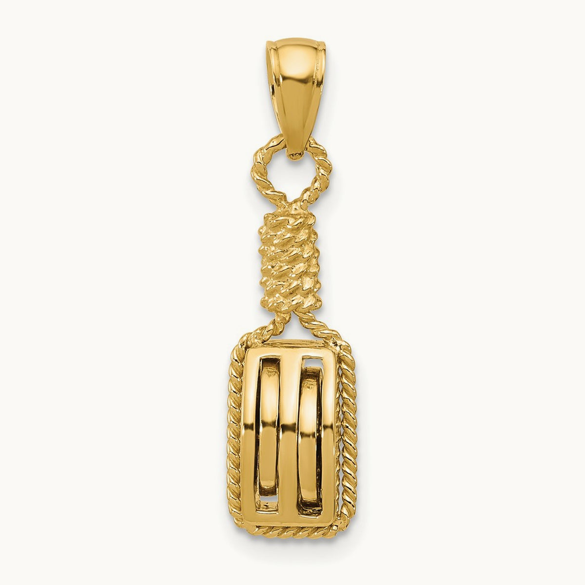 3D Block Mariners Pulley Charm, 14K