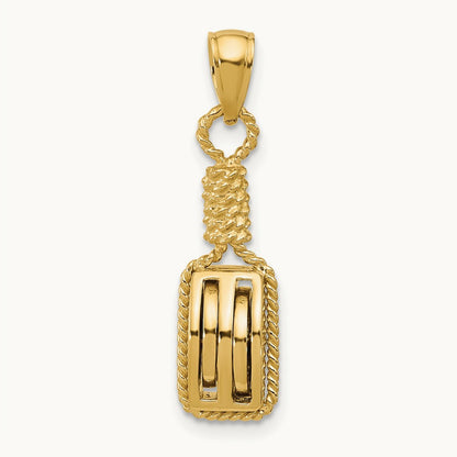3D Block Mariners Pulley Charm, 14K