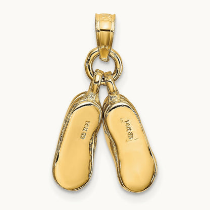 3-D Moveable Baby Booties Charm, 14K