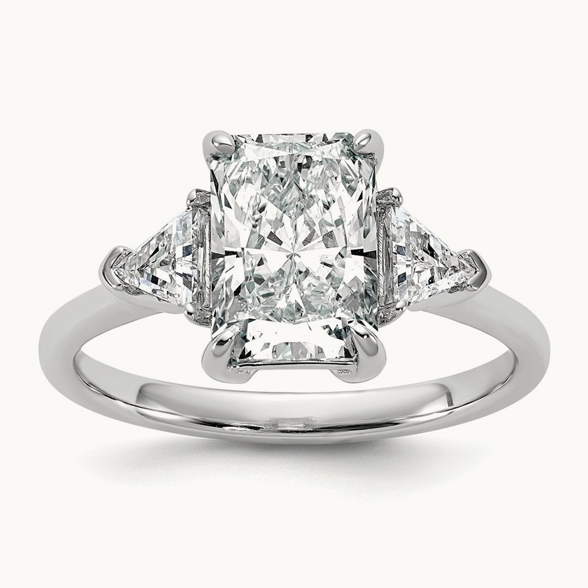 Radiant & Triangle Engagement Ring, 1.25-3.50 ct tw Lab-Grown Diamond — 2 1/2 ct, 14K White Gold