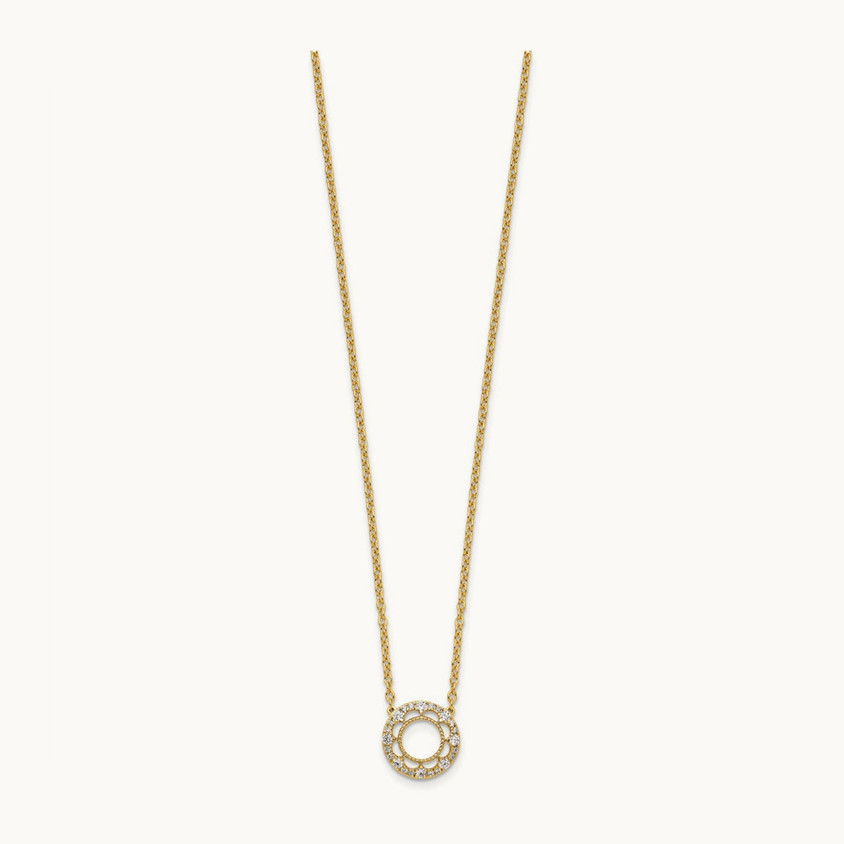 Fancy Circle Diamond 18in Necklace — 14K Yellow Gold, 0.24 ct