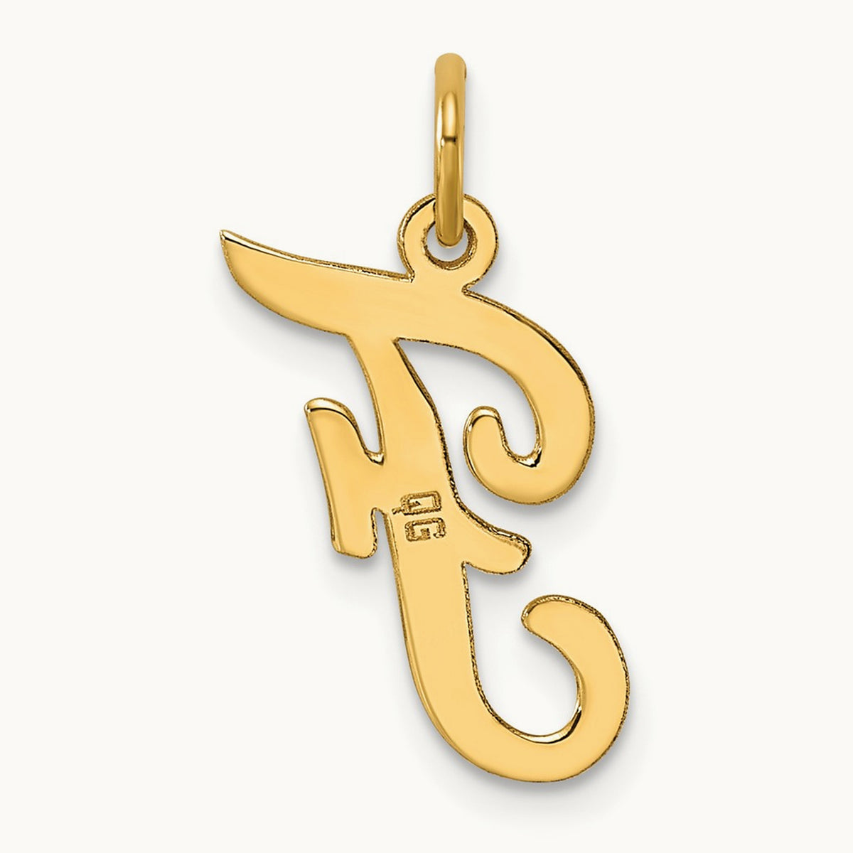 Medium Script Initial Charm — 14K Yellow Gold, F