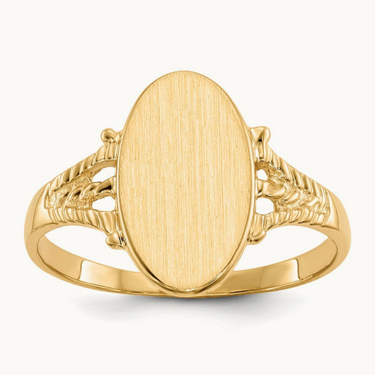 8.5x14. Closed Back Signet Ring, 0mm, 14K
