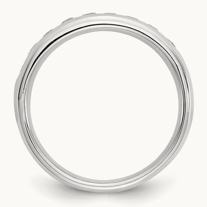 9-Stone Diamond Channel Band, 14K White Gold