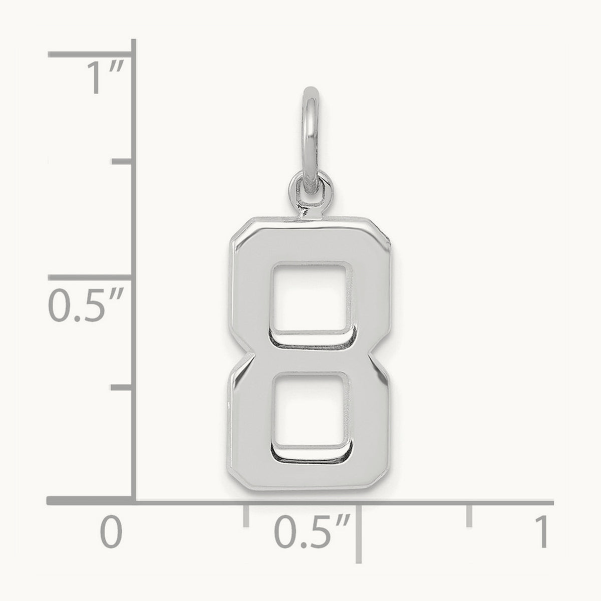 Medium Polished Number 8 Charm — 14K White Gold, 18.61mm