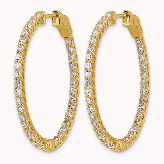 Oval in/Out Safety Clasp Hoop Earrings, 3.25 ct tw Lab-Grown Diamond