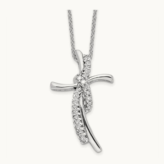 Cross Pendant Necklace, 0.10 ct tw Lab-Grown Diamond