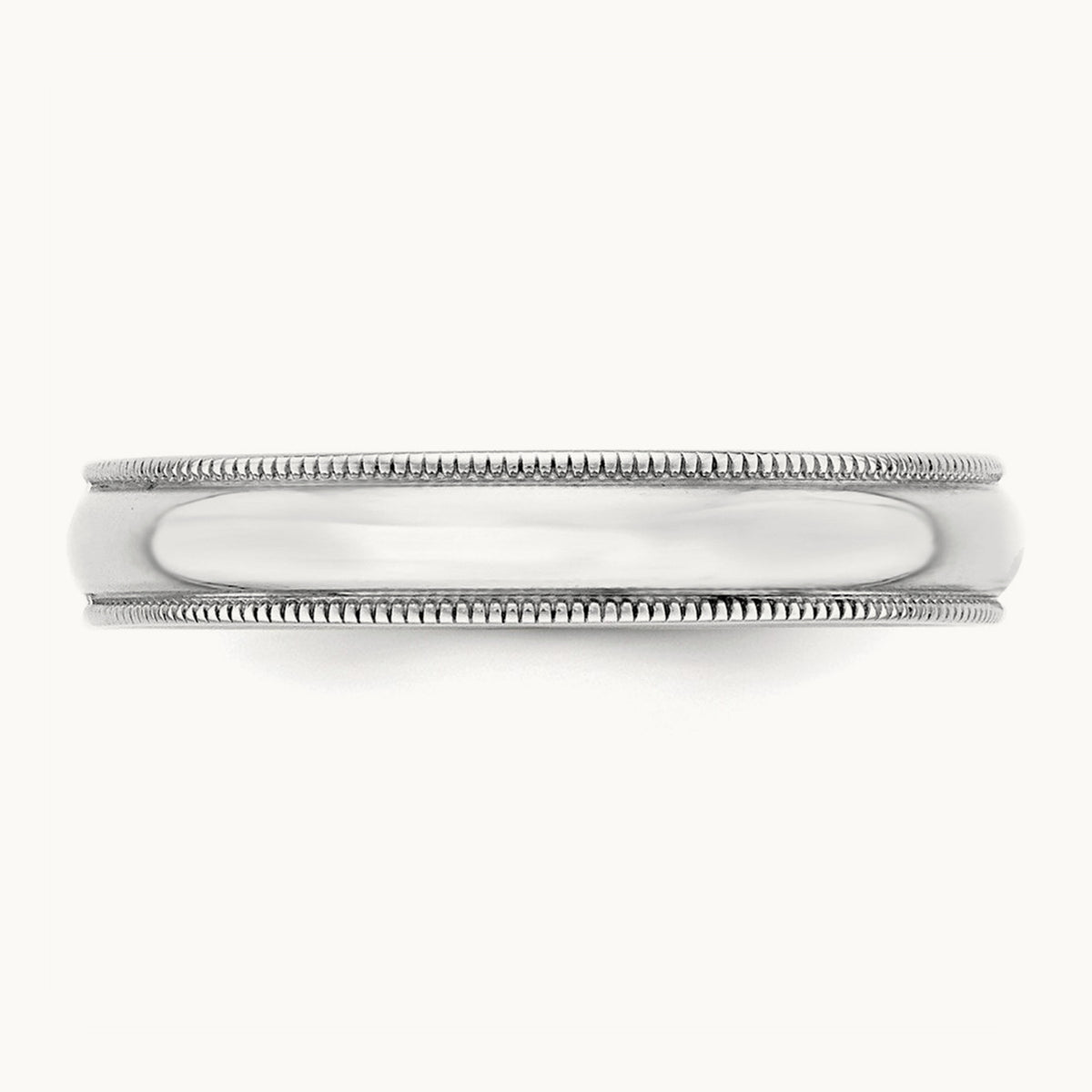 Lightweight Milgrain Half Round Band — 14K White Gold, 4mm