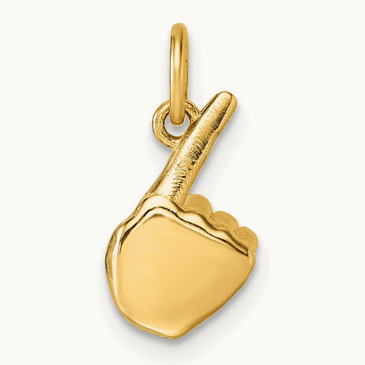 American Sign Language Alphabet Fingerspelling Sign Z Pendant, 14K