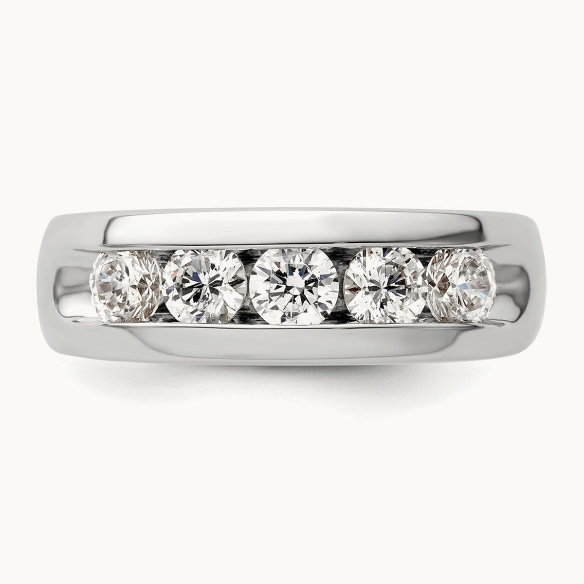 5-Stone Diamond Channel Band, 14K White Gold
