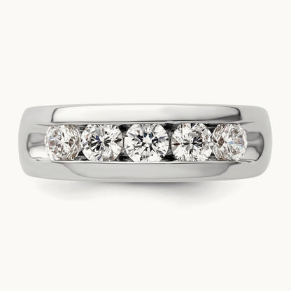 5-Stone Diamond Channel Band, 14K White Gold