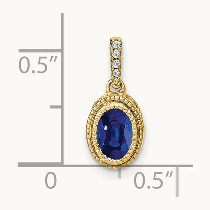 Oval Sapphire and Diamond Pendant — 14K Yellow Gold