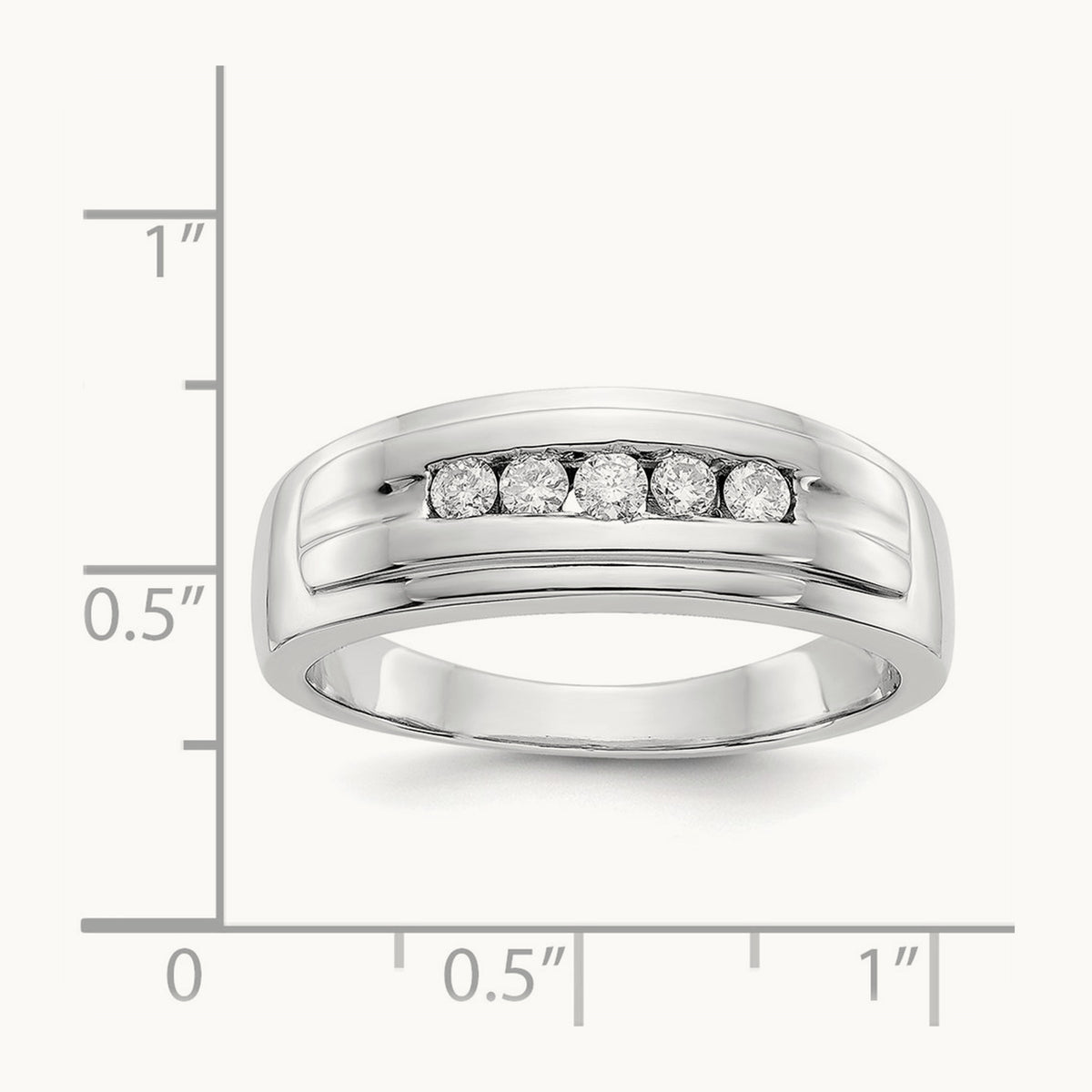 Diamond Men's 5-stone Ring — 14K White Gold