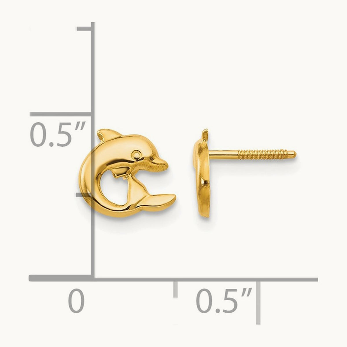 Madi K Dolphin Post Screwback Earrings, 14K