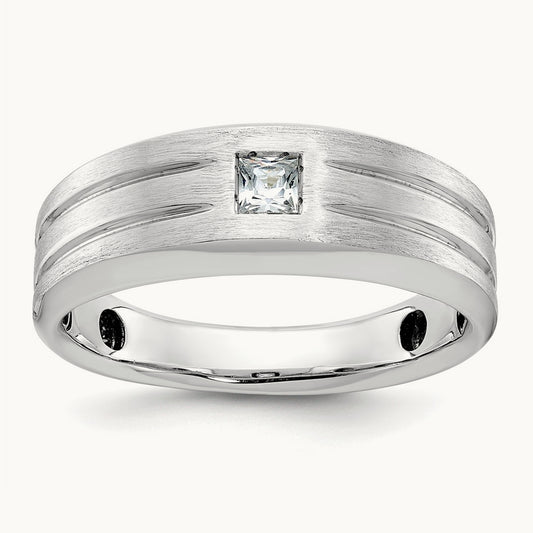 IBGoodman Men's Polished/Satin Diamond Complete Ring, 14K White Gold