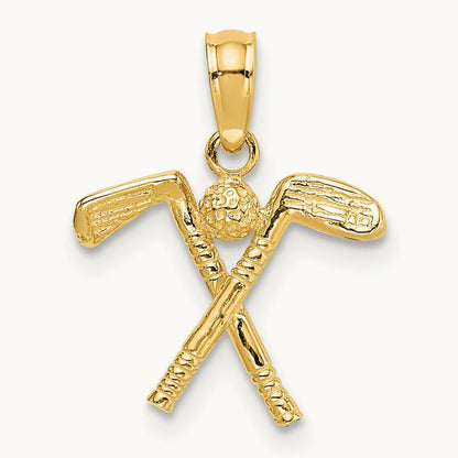 3-D Golf Clubs with Ball Charm, 14K