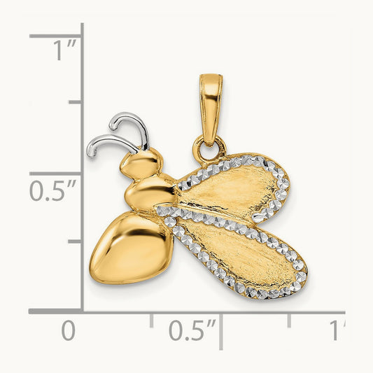 w/White Rhodium Diamond-cut Bumblebee Pendant, 14K
