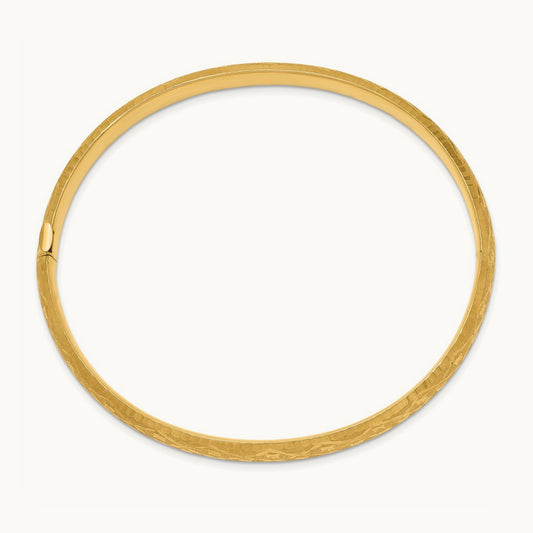 4/16 Diamond-cut Fancy Hinged Bangle Bracelet, 14K