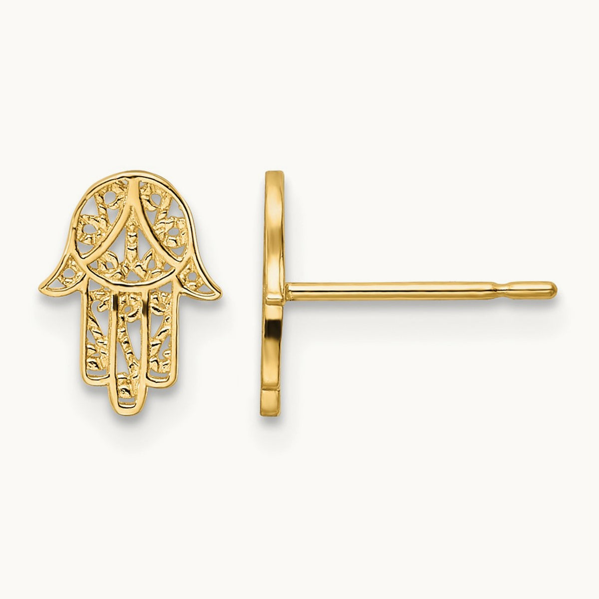 Hamsa Post Earrings, 14K