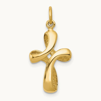Polished Cross Charm, 14K