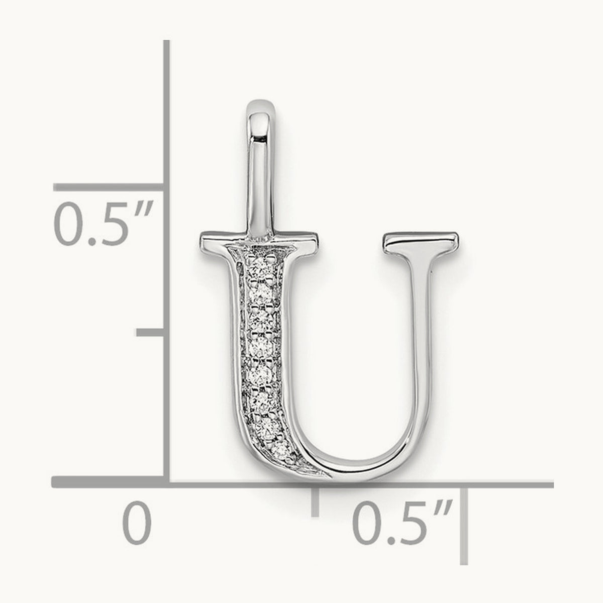 Diamond Letter U Initial Pendant, 14K White Gold