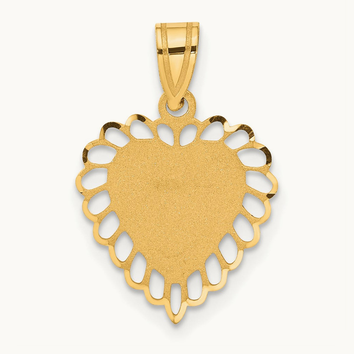 Polished Border Heart Pendant, 14K