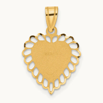 Polished Border Heart Pendant, 14K