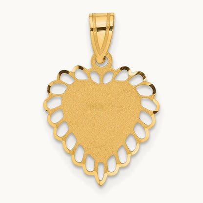 Polished Border Heart Pendant, 14K