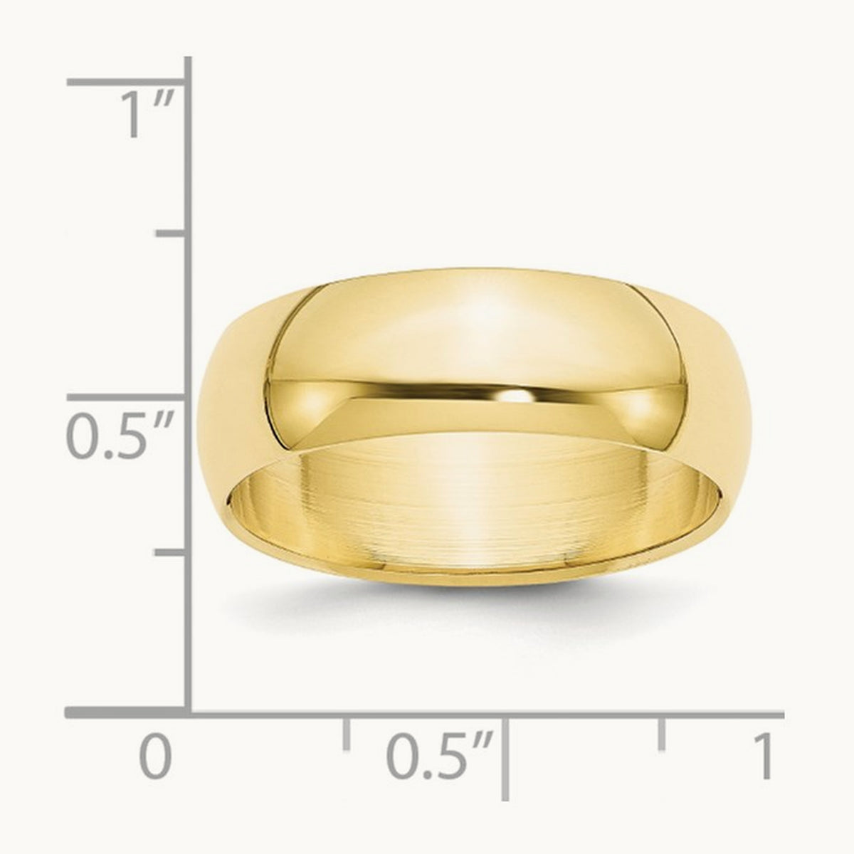 Half Round Band, 7mm, 10K Yellow Gold