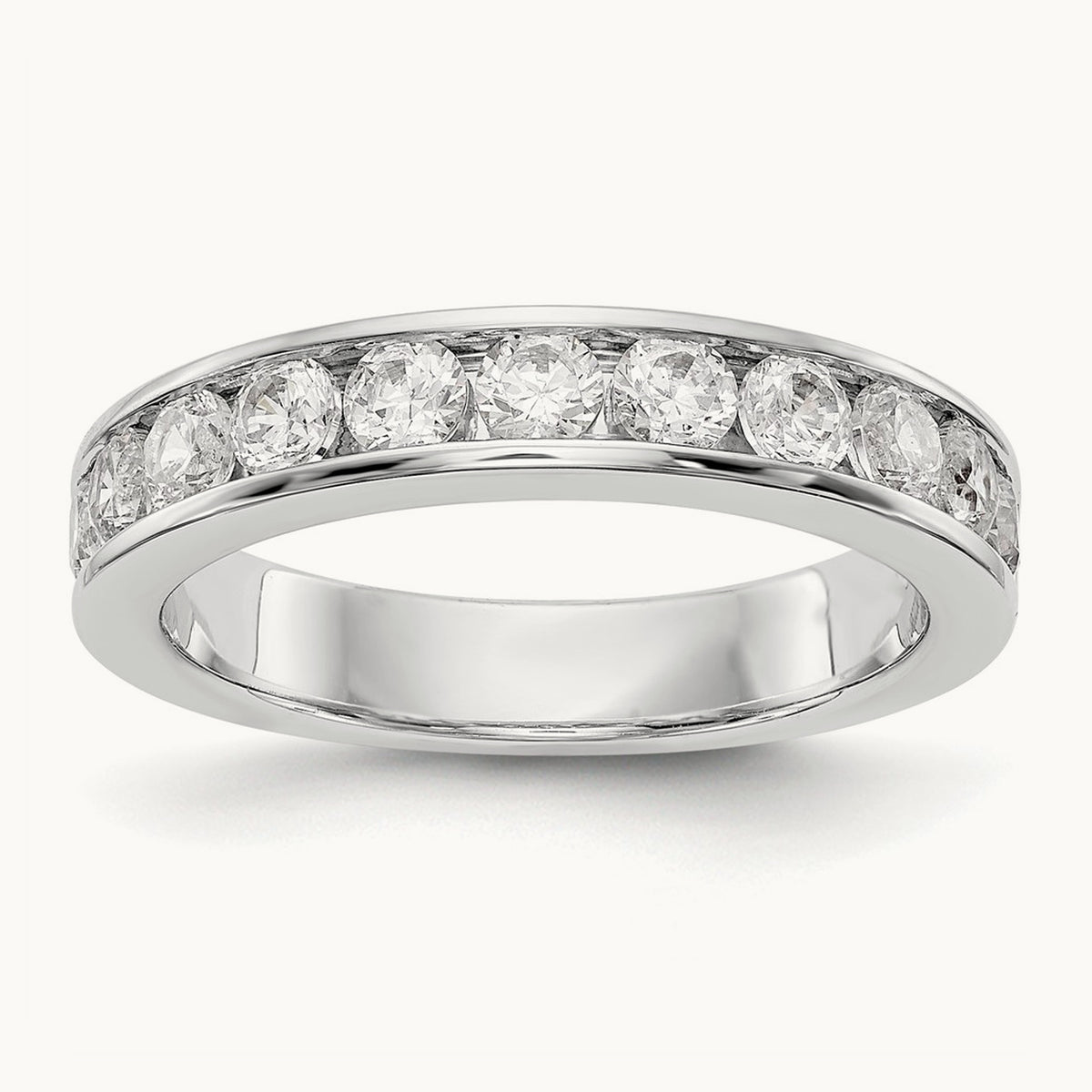 11-Stone Diamond Channel Band, 14K White Gold