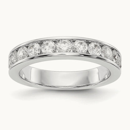11-Stone Diamond Channel Band, 14K White Gold