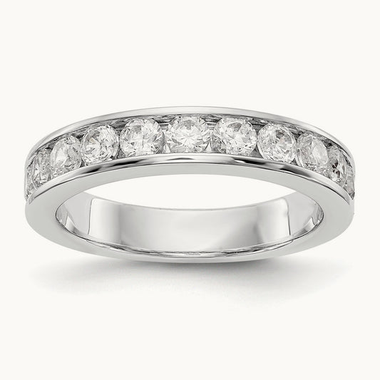 11-Stone Diamond Channel Band, 14K White Gold