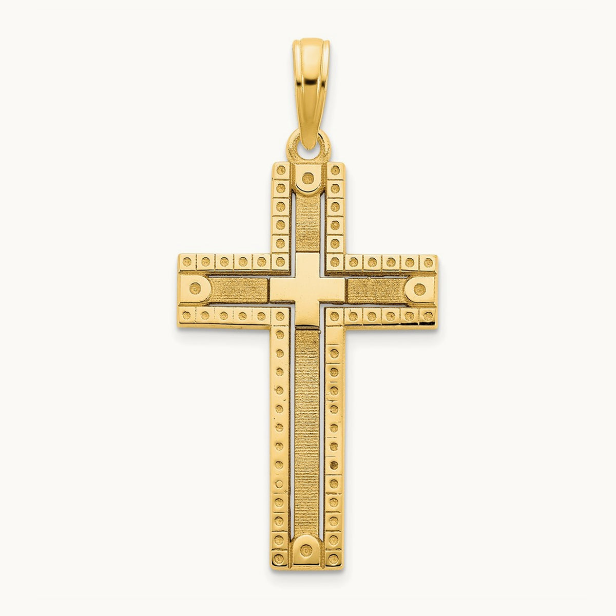 Fancy Sandblasted Cross Pendant — 33mm