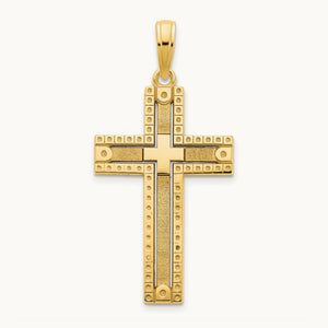 Fancy Sandblasted Cross Pendant — 33mm