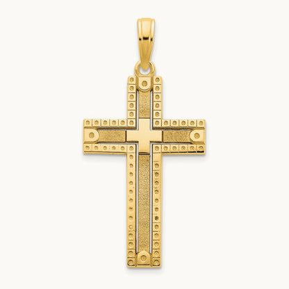 Fancy Sandblasted Cross Pendant — 33mm