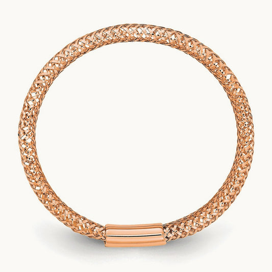Plating Polished/Textured Stretch Ring, 14K with Rose Gold — Leslie's