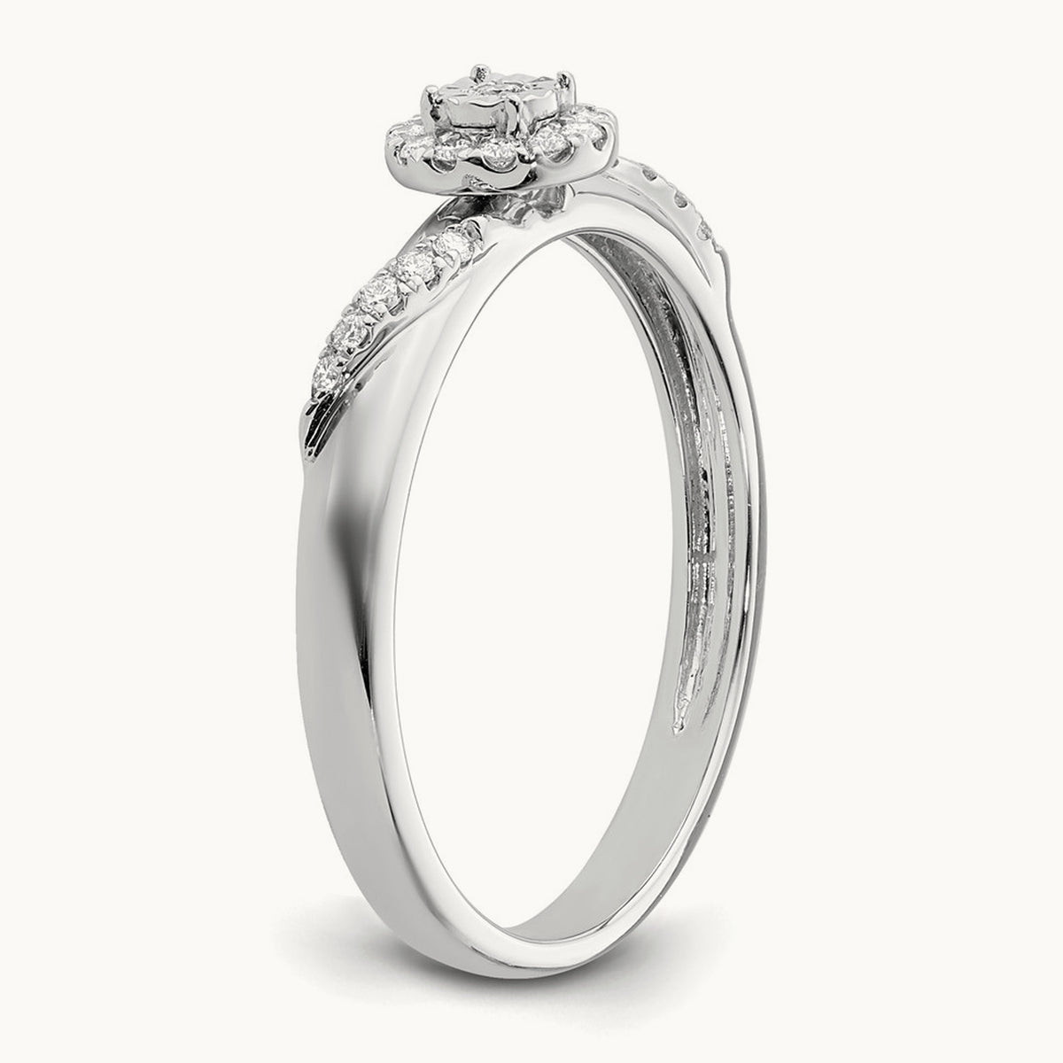 Complete Diamond Trio Engagement Ring, 14K White Gold