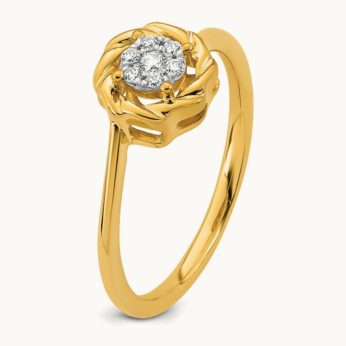 Complete Diamond Cluster Round Engagement Ring — 14K Yellow Gold