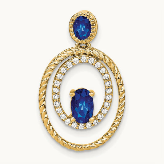 Sapphire and Diamond Oval Pendant, 14K