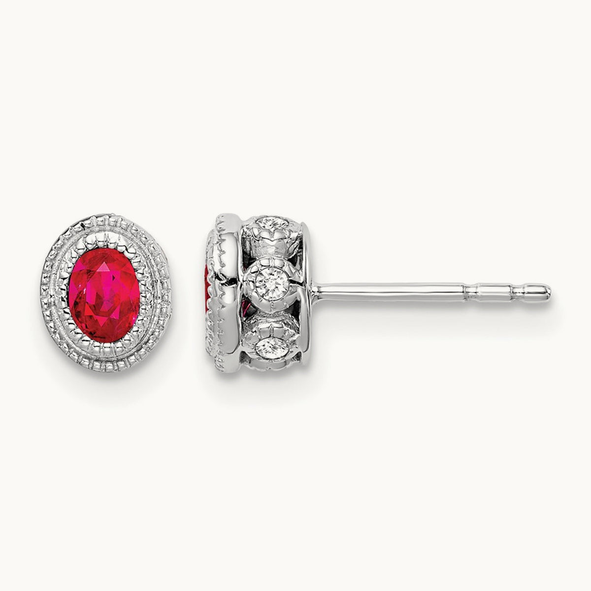 Ruby and Diamond Earrings, 14K White Gold