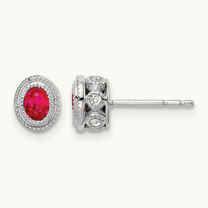 Ruby and Diamond Earrings, 14K White Gold