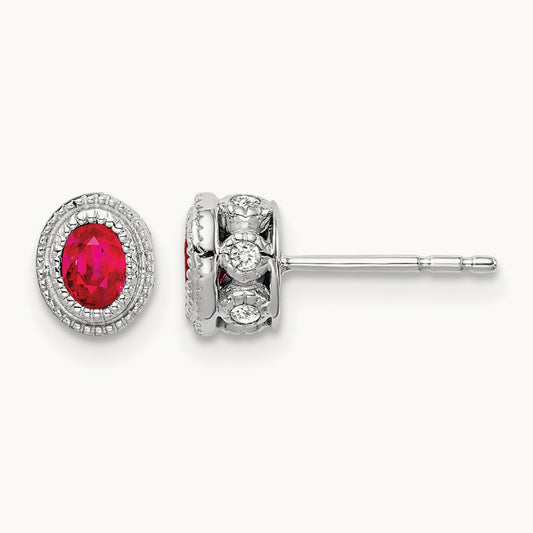 Ruby and Diamond Earrings, 14K White Gold
